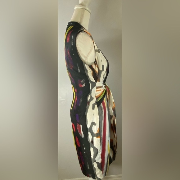 Ellen Tracy Multi Color Front Tie Knee Lenth Dress Size 4 EUC SKU0667 - Picture 4 of 11